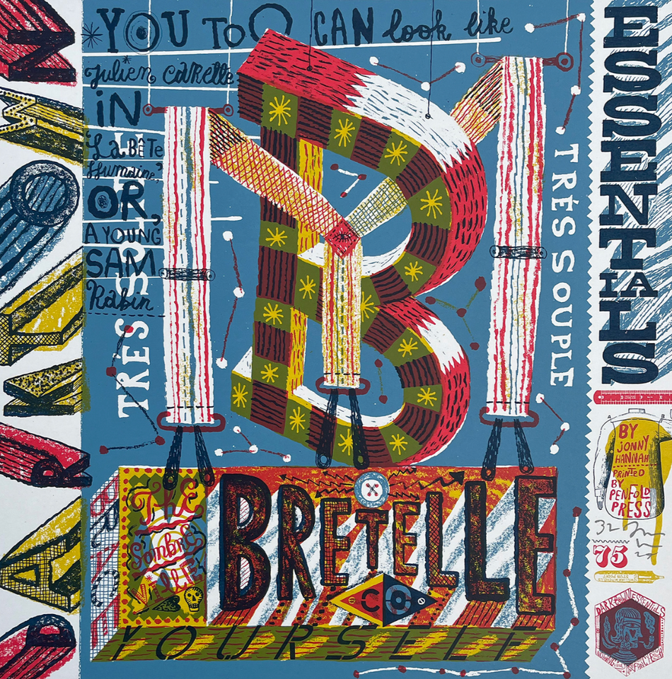 Darktown Essentials - The Sombre Ville Bretelle Co. Original Screen print by Jonny Hannah and Penfold Press