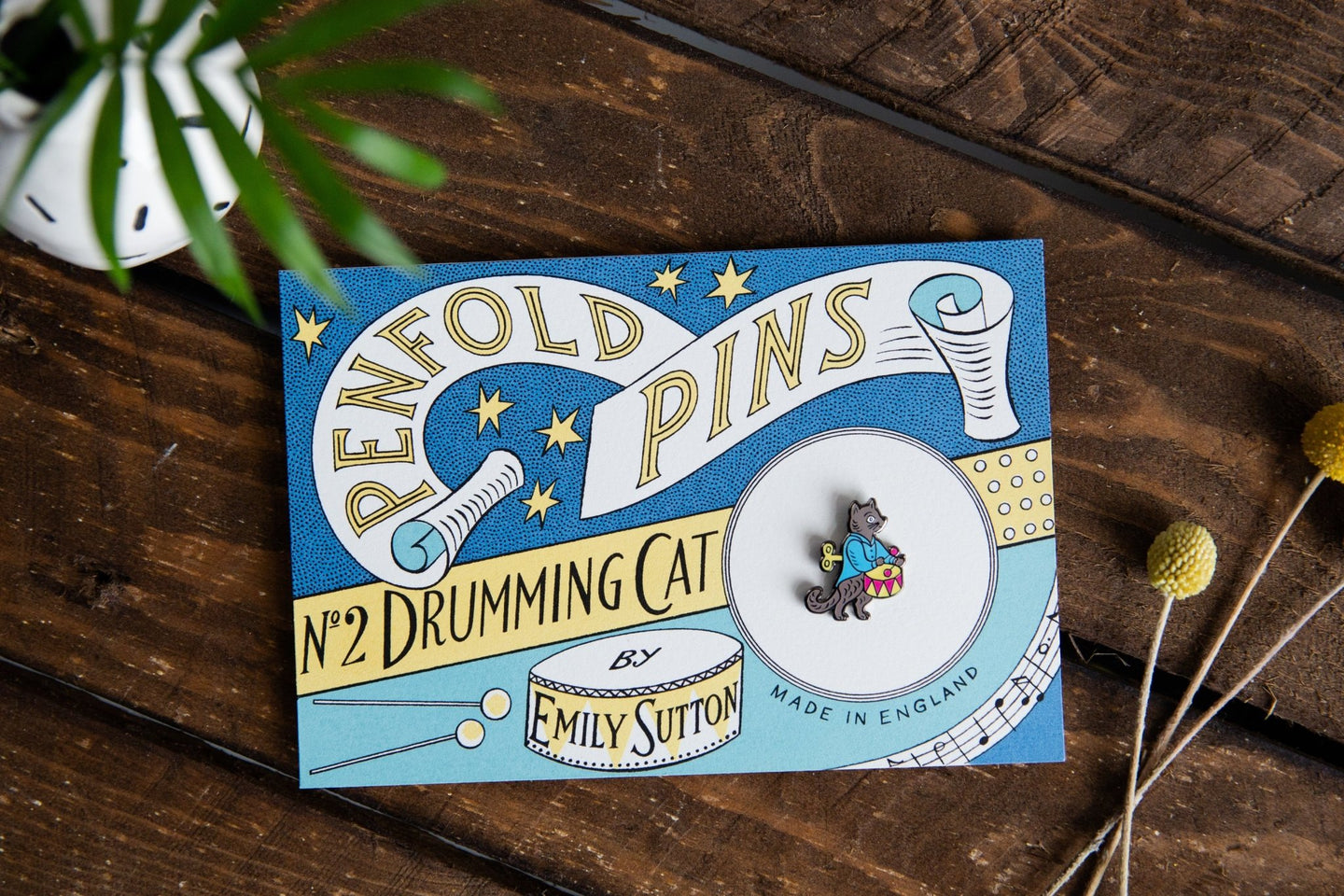 Drumming Cat - Penfold Pin Number 2 - Penfold Press