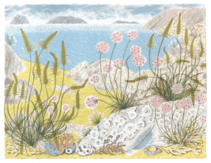 Summer Shore a screen print by Angie Lewin.